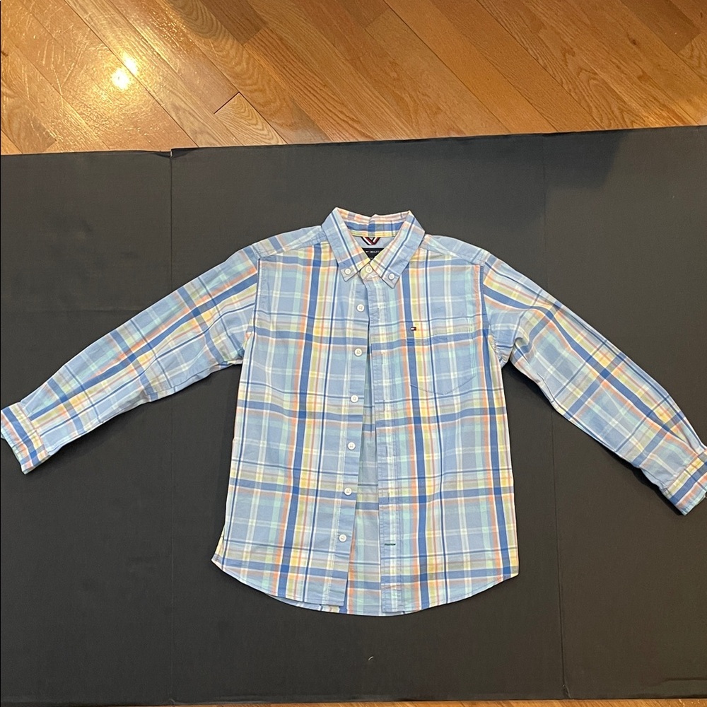 Tommy Hilfiger Blue Plaid Kids Button Down Shirt